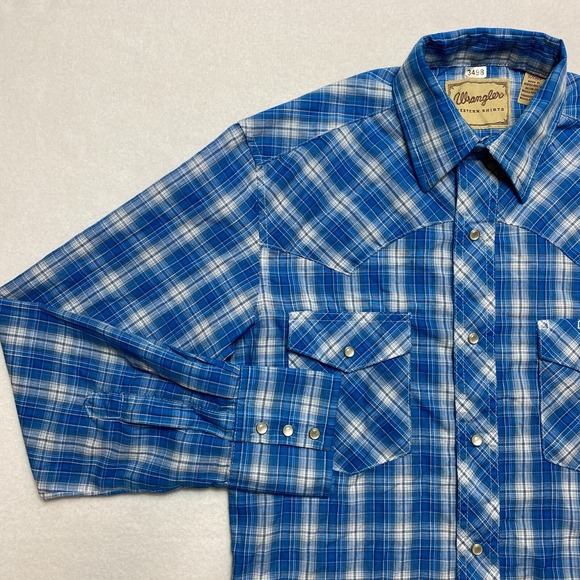 Wrangler Western Shirt Mens Small Petite Long Sleeve Plaid Cowboy Button Up - Picture 6 of 11
